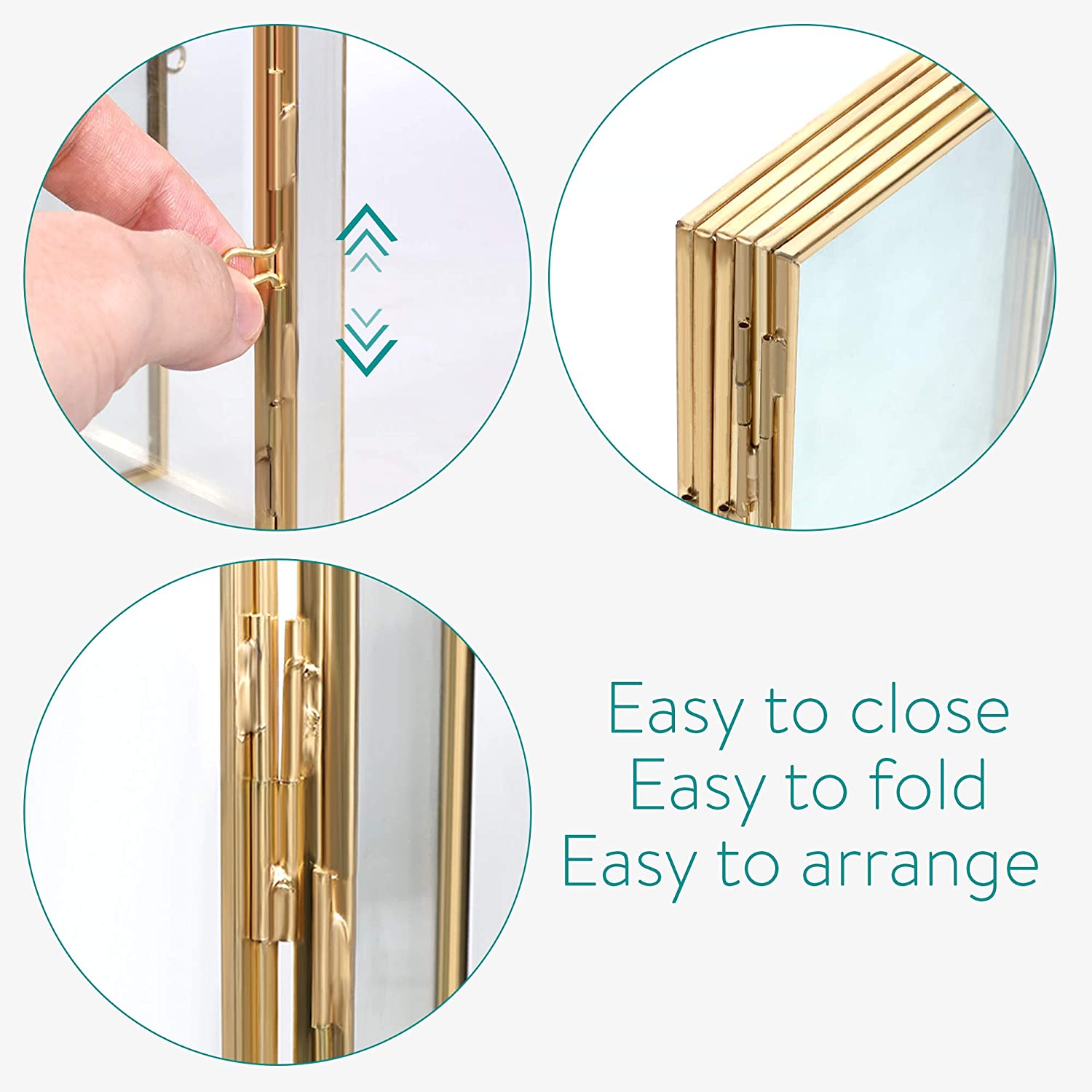 Navaris Αναδιπλούμενη Τριπλή Κορνίζα για Φωτογραφίες 15x10cm - Μέγεθος XS - Gold - 50576.14.21