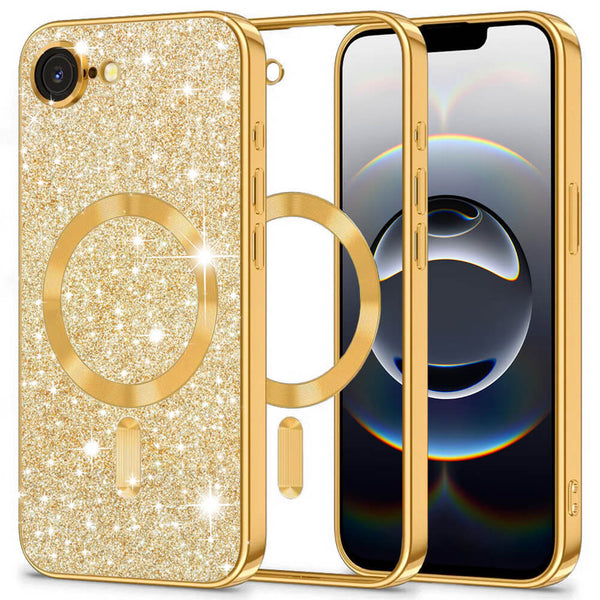 Techsuit iPhone 16e - Luxury Glitter MagSafe - Θήκη Σιλικόνης - Gold - likebrands.gr