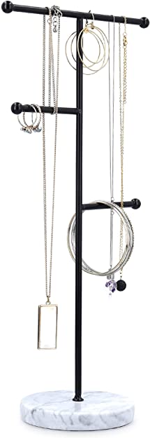 Navaris Μεταλλικό Stand Κοσμημάτων με Μαρμάρινη Βάση - Black - 52596.01