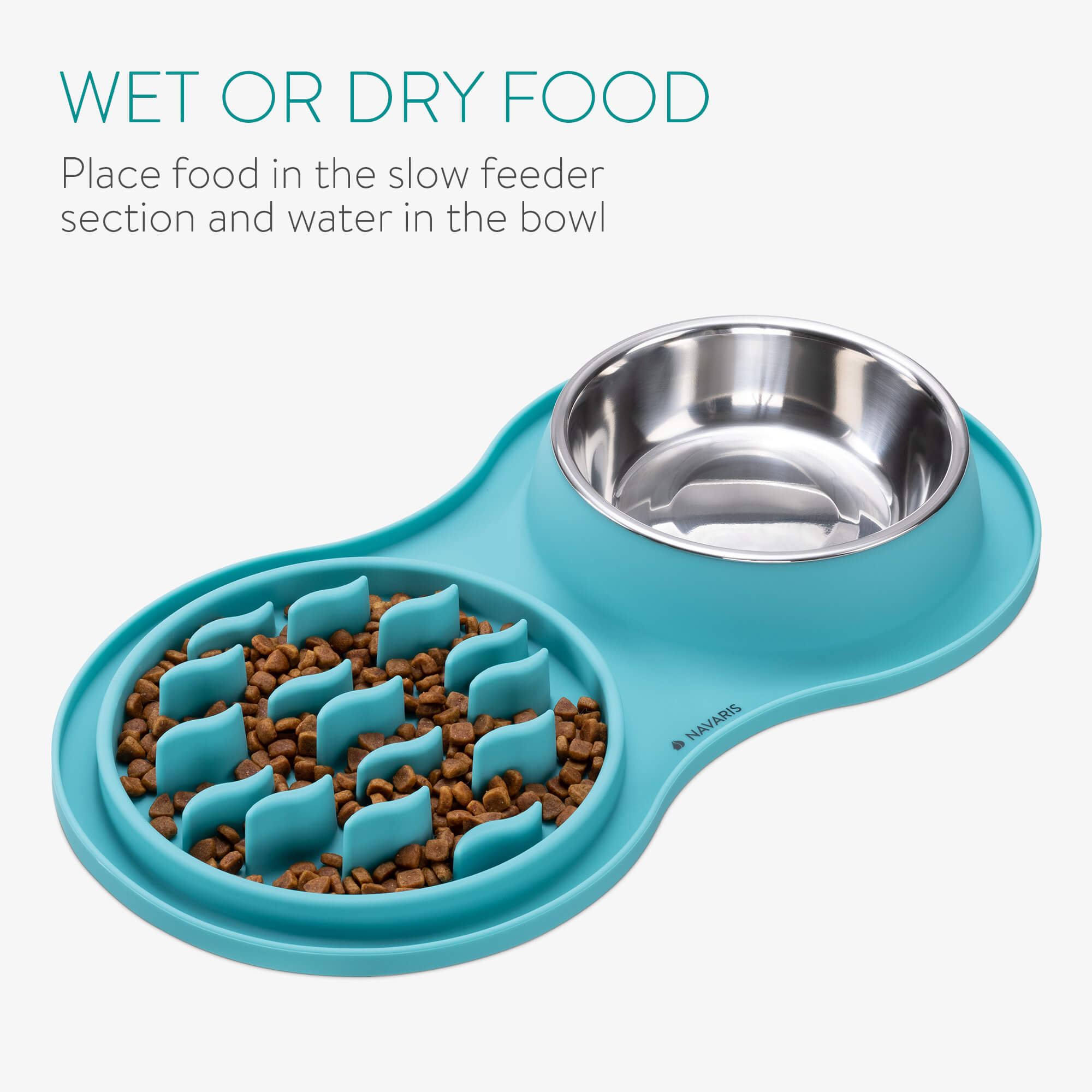 Navaris Slow-Feeder Μπολ Αργής Κατάποσης από Σιλικόνη - Turquoise - 55134.37