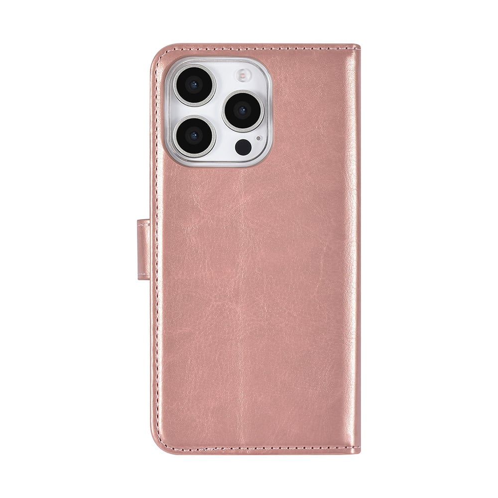 Tuniq iPhone 16 Pro - Θήκη Πορτοφόλι Stand από Δερματίνη - Rose Gold