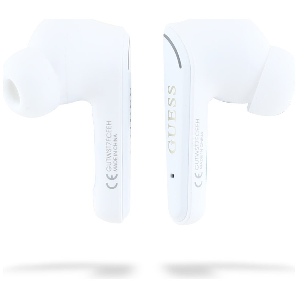 Guess TWS Flat Classic Logo Electroplated - Bluetooth 5.4 - Ασύρματα ακουστικά για Κλήσεις / Μουσική - White