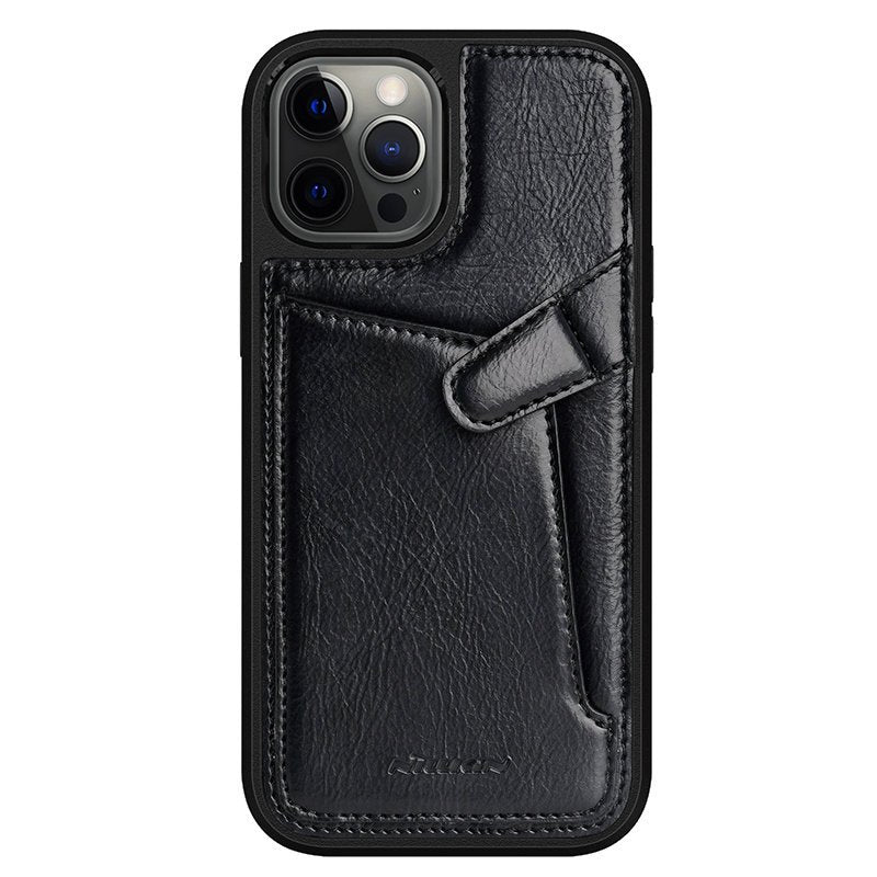 Nillkin iPhone 12 / iPhone 12 Pro Aoge Leather Θήκη από Γνήσιο Δέρμα και Υποδοχή για Κάρτα - Black