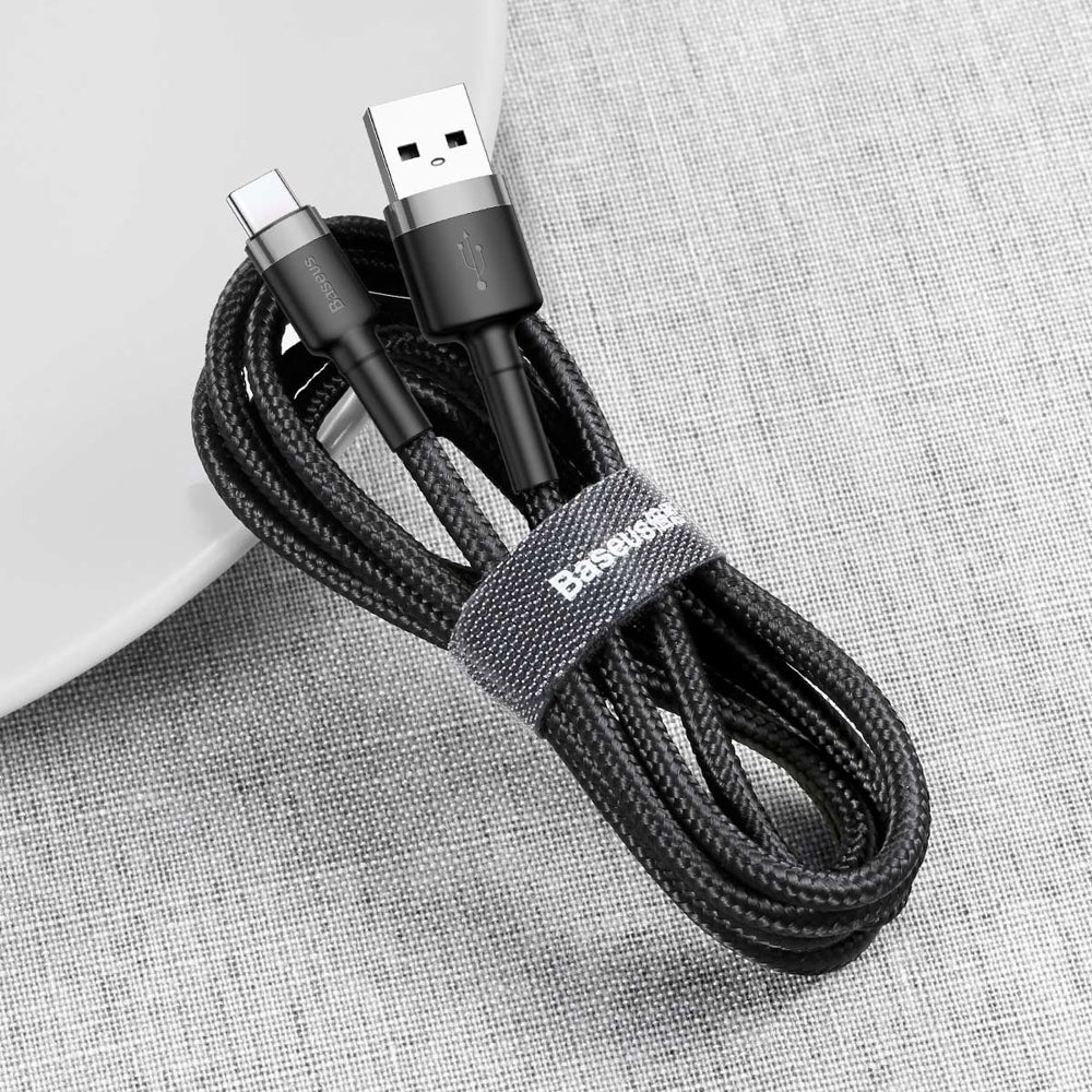 Baseus Cafule Cable Type-C QC 3.0 3A - Καλώδιο Γρήγορης Φόρτισης Type-C 0,5M - Black / Grey - CATKLF-AG1