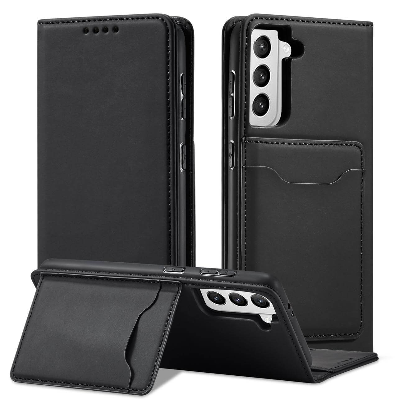 OEM Samsung Galaxy S22 Plus Magnet Card Wallet Case Θήκη Πορτοφόλι Stand - Black