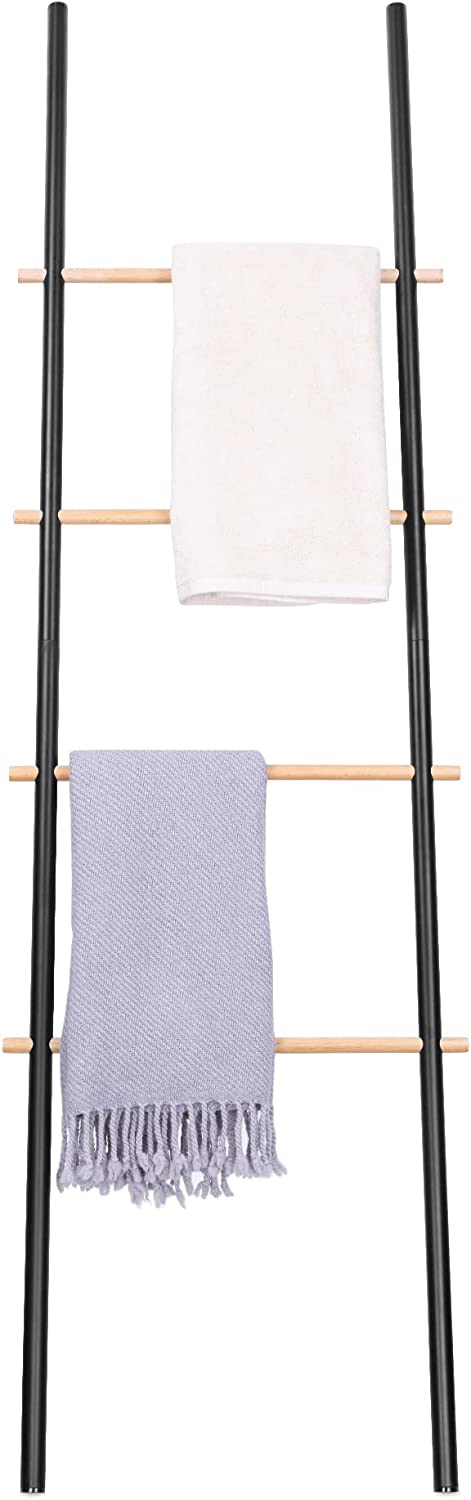 Navaris Σκάλα / Βάση Στήριξης για Πετσέτες από Σίδερο και Ξύλο - Black - 55219.01