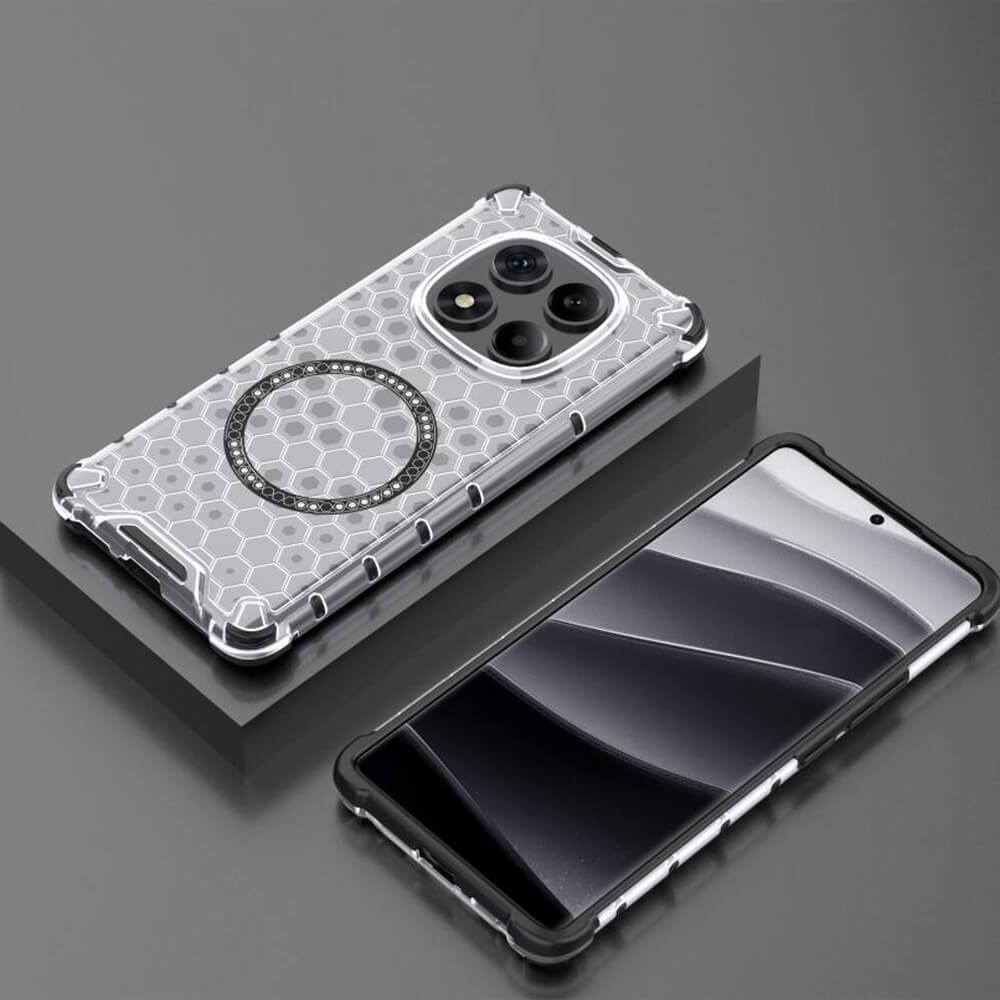 Techsuit Xiaomi Redmi Note 14 Pro 4G Honeycomb Shield MagSafe Σκληρή Θήκη με Πλαίσιο Σιλικόνης - White