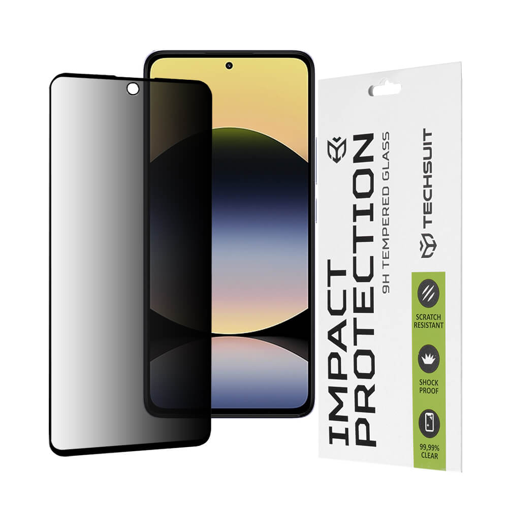 Techsuit Xiaomi Redmi Note 14 5G 9H 111D Privacy 0.33mm Full Screen Full Glue Tempered Glass Αντιχαρακτικό Γυαλί Οθόνης - Black