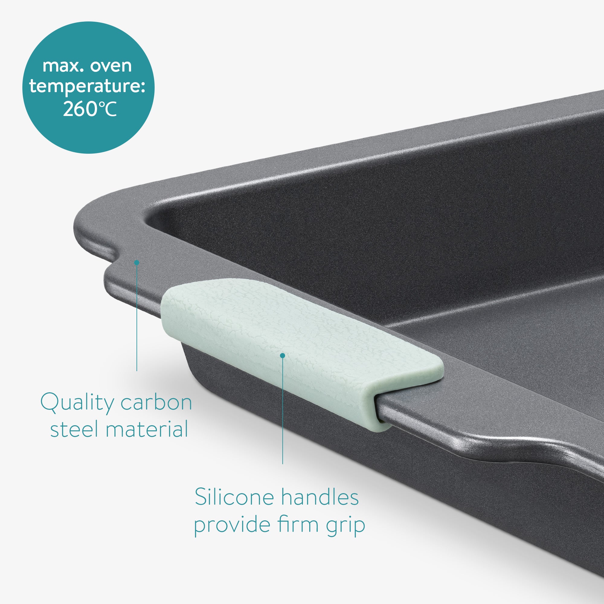 Navaris Αντικολλητικό Ταψί από Ανθρακούχο Χάλυβα - Black / Mint - 54288.01.2