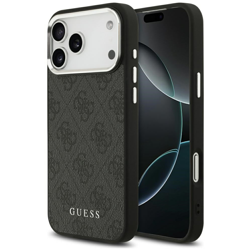 Guess iPhone 17 Pro Max - 4G Classic Logo MagSafe - Σκληρή Θήκη με Πλαίσιο Σιλικόνης και Επένδυση Οικολογικού Δέρματος - Black - GUHMP17XP4GSSMCK