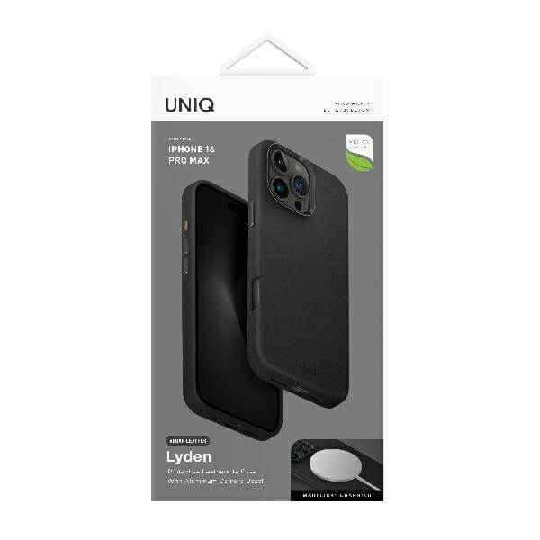 Uniq iPhone 16 Pro Max Lyden MagClick Σκληρή Θήκη με Επένδυση Συνθετικού Δέρματος και MagSafe - Dallas Black