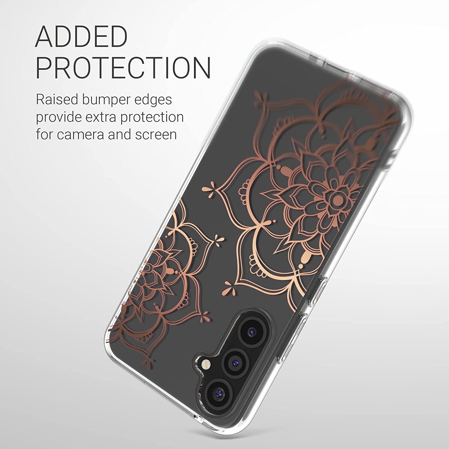 KW Samsung Galaxy A54 5G Θήκη Σιλικόνης TPU Design Flowers Twins - Rose Gold / Διάφανη - 60806.02