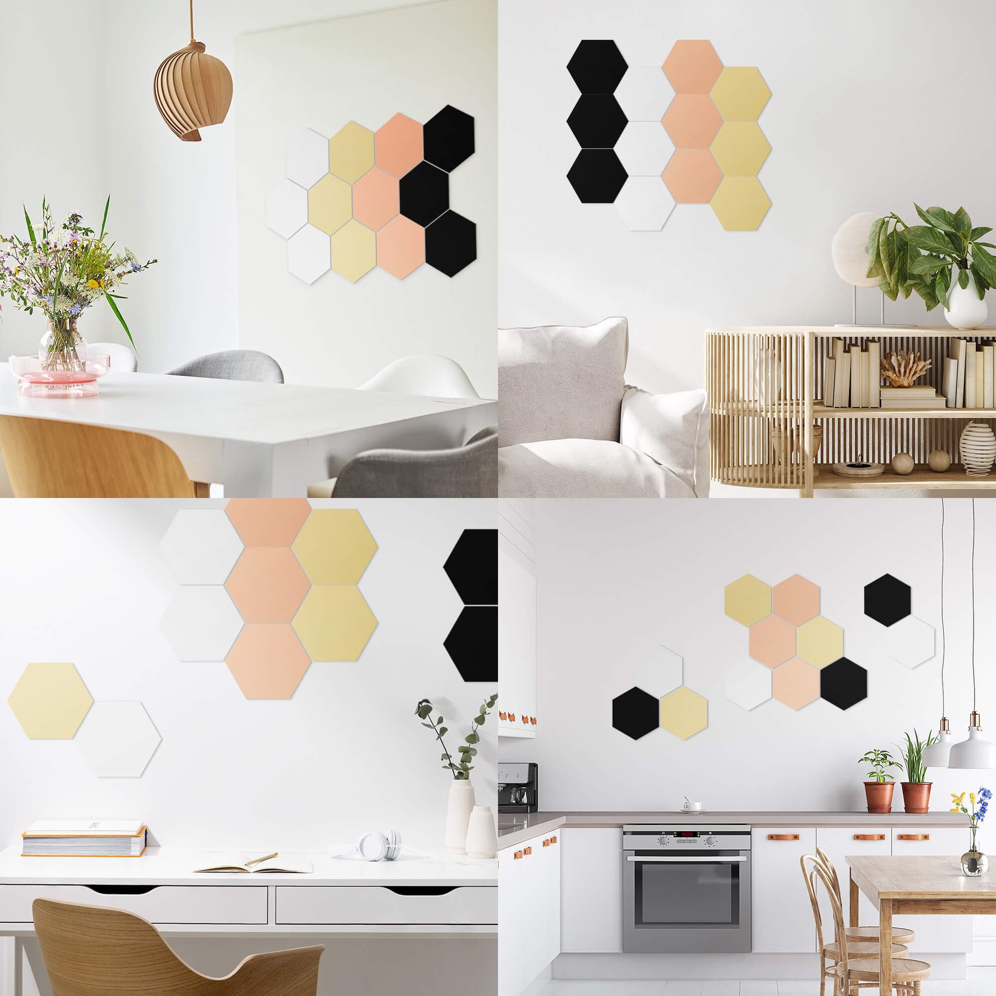 Navaris Σετ με 12 Ακρυλικά Εξάγωνα Αυτοκόλλητα Πάνελ Καθρέπτες Τοίχου - Silver / Gold / Bronze / Black - 56744.01