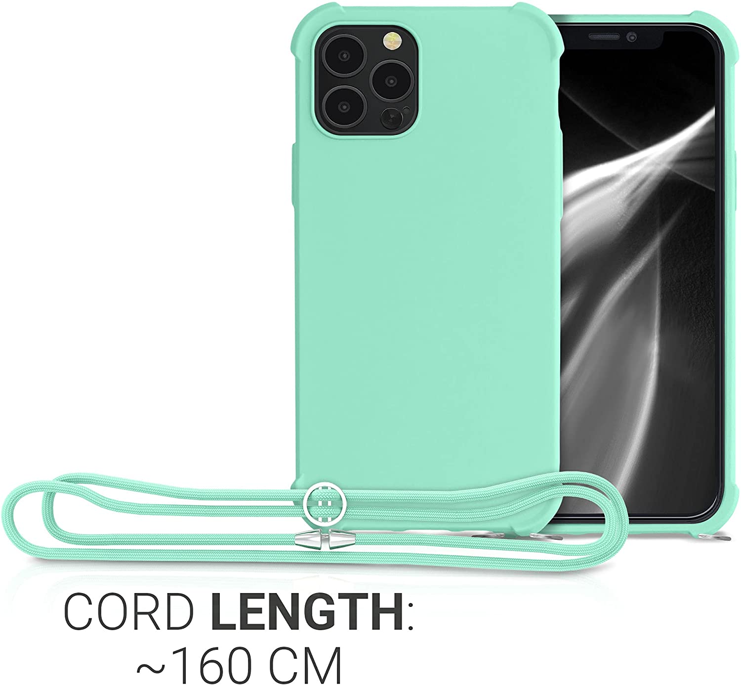 KW iPhone 12 Pro Max Θήκη Σιλικόνης TPU με Λουράκι - Mint Green - 54140.71