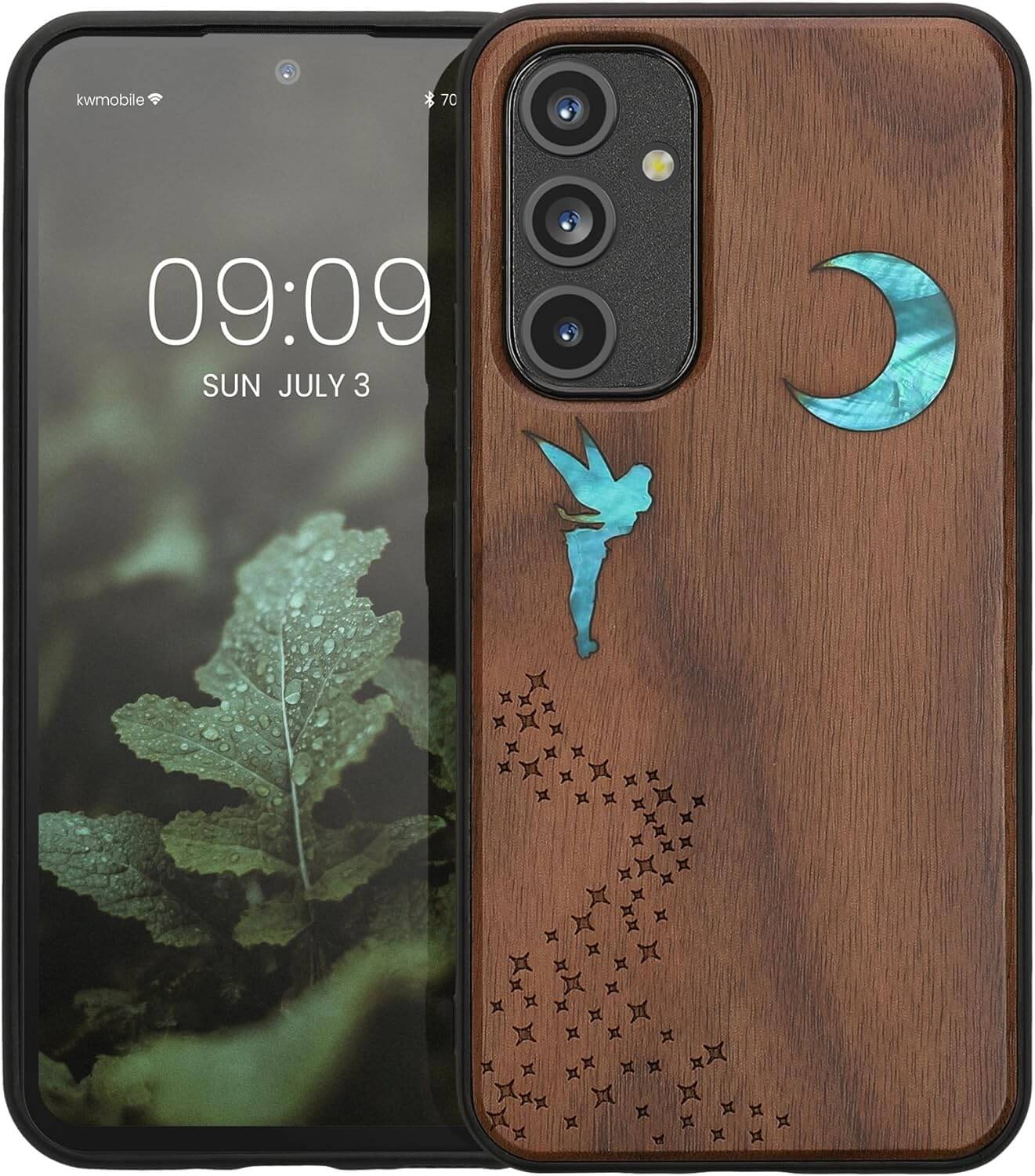 KW Samsung Galaxy A54 5G Θήκη από Φυσικό Ξύλο - Design Mother of Pearl Fairy - Dark Brown - 60799.07