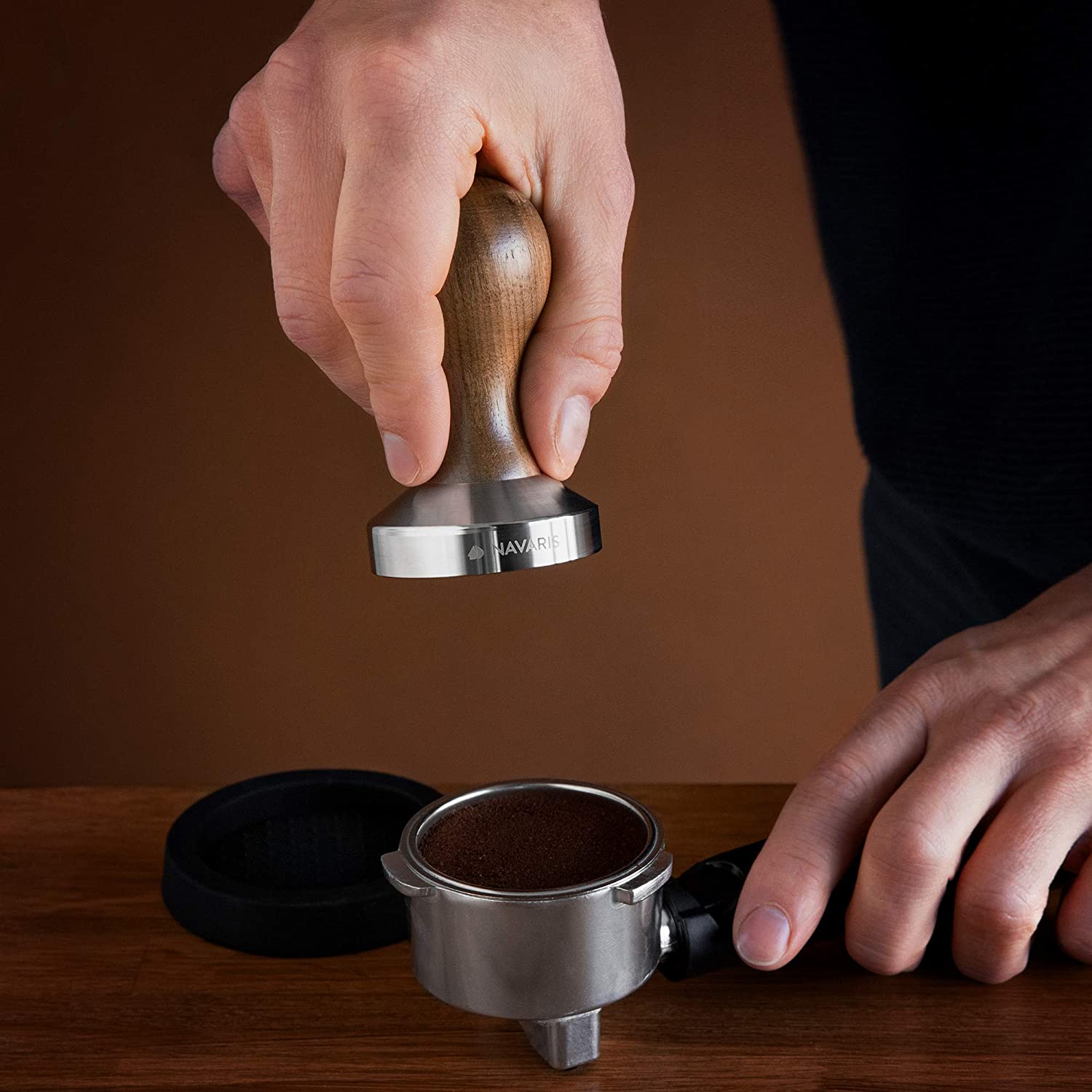 Navaris Espresso Tamper Πατητήρι για Καφέ Εσπρέσο από Ανοξείδωτο Χάλυβα με Ξύλινη Λαβή 58 mm - 51802.01.30