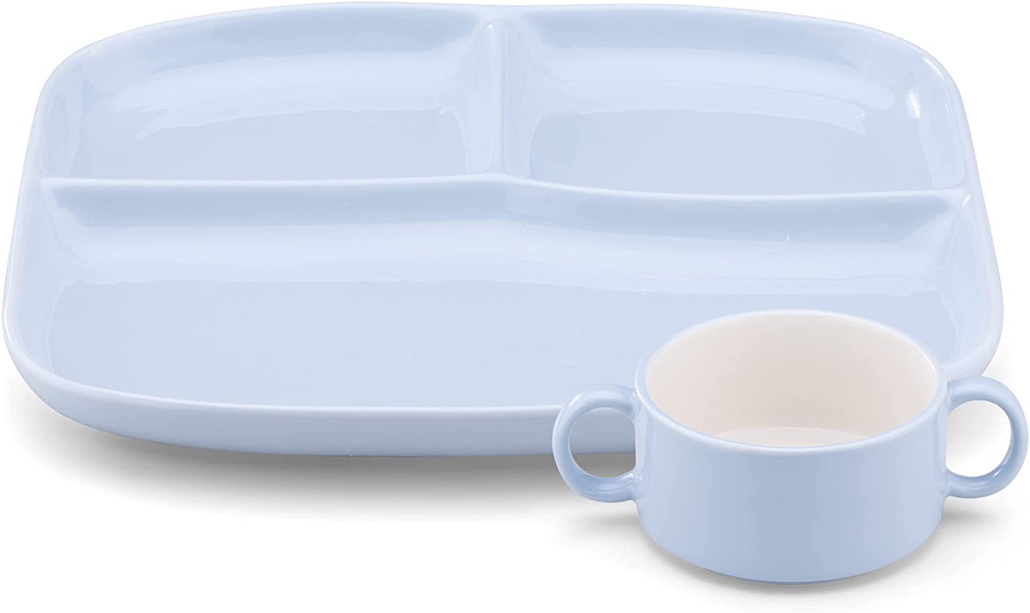 Navaris Σετ με Κεραμικό Μπολ και Πιάτο με Διαχωριστικά - Baby Blue - 58505.01