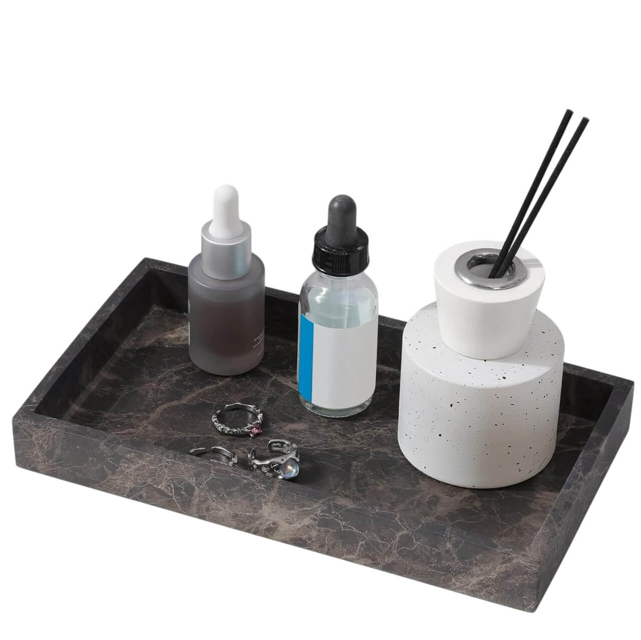 Navaris Διακοσμητικός Δίσκος με Όψη Μαρμάρου από Πολυρητίνη - 22,5 x 17,5 x 2,7 cm - Brown