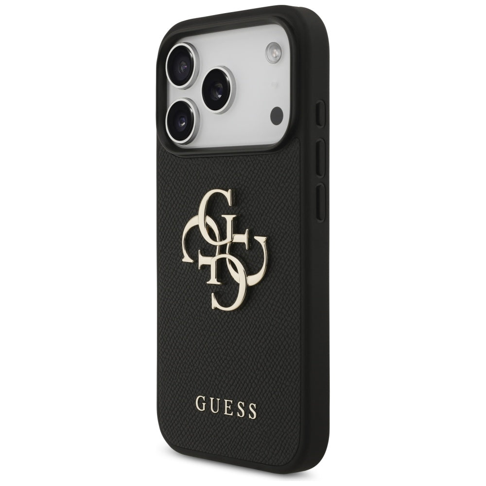 Guess iPhone 17 Pro - Grained Big 4G and Classic Logo - Σκληρή Θήκη με Επένδυση από Οικολογικό Δέρμα - Black - GUHCP17LPGT4MBK