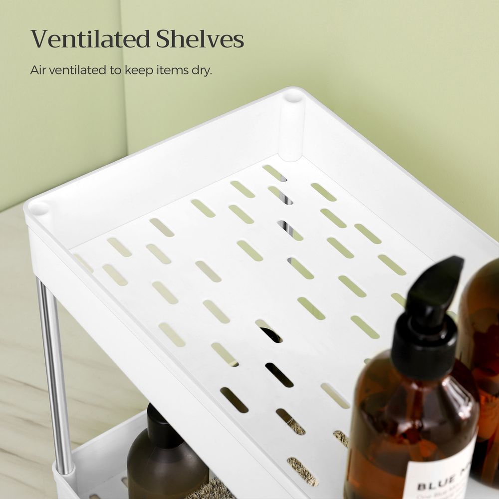 Songmics Ράφι Οργάνωσης 2 Επιπέδων Κάτω από τον Νεροχύτη για Κουζίνα ή Μπάνιο - White - BUO001W01