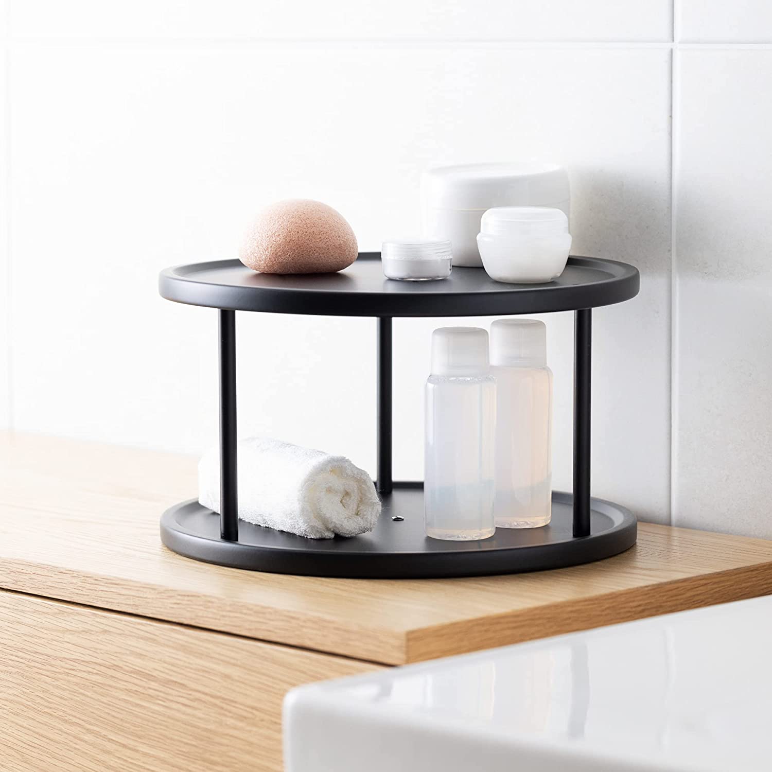 Navaris Περιστρεφόμενος Μεταλλικός Δίσκος με 2 Ράφια - Black - 56154.01