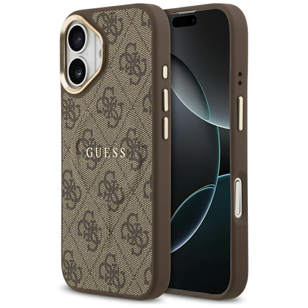 Guess iPhone 17 - 4G PU Classic Logo MagSafe - Σκληρή Θήκη με Πλαίσιο Σιλικόνης και Επένδυση Οικολογικού Δέρματος - Brown - GUHMP17SP4MSEGCW