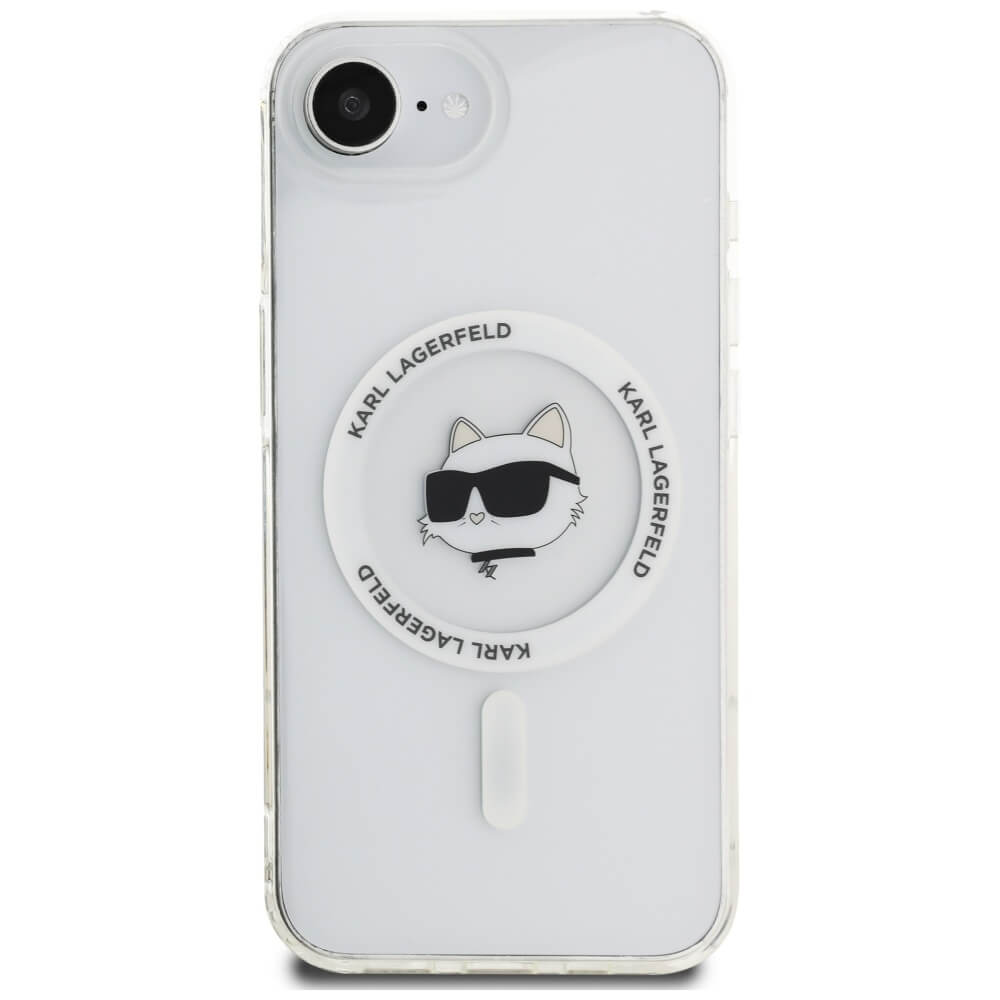 Karl Lagerfeld iPhone 16e - IML Metal Choupette Head - MagSafe Σκληρή Θήκη με Πλαίσιο Σιλικόνης - White - KLHMPSE4HLSCHH