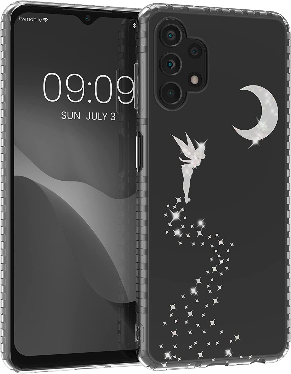 KW Samsung Galaxy A13 4G Σκληρή Θήκη με Πλαίσιο Σιλικόνης - Design Glittery Fairy - Διάφανη - Silver - 58366.01