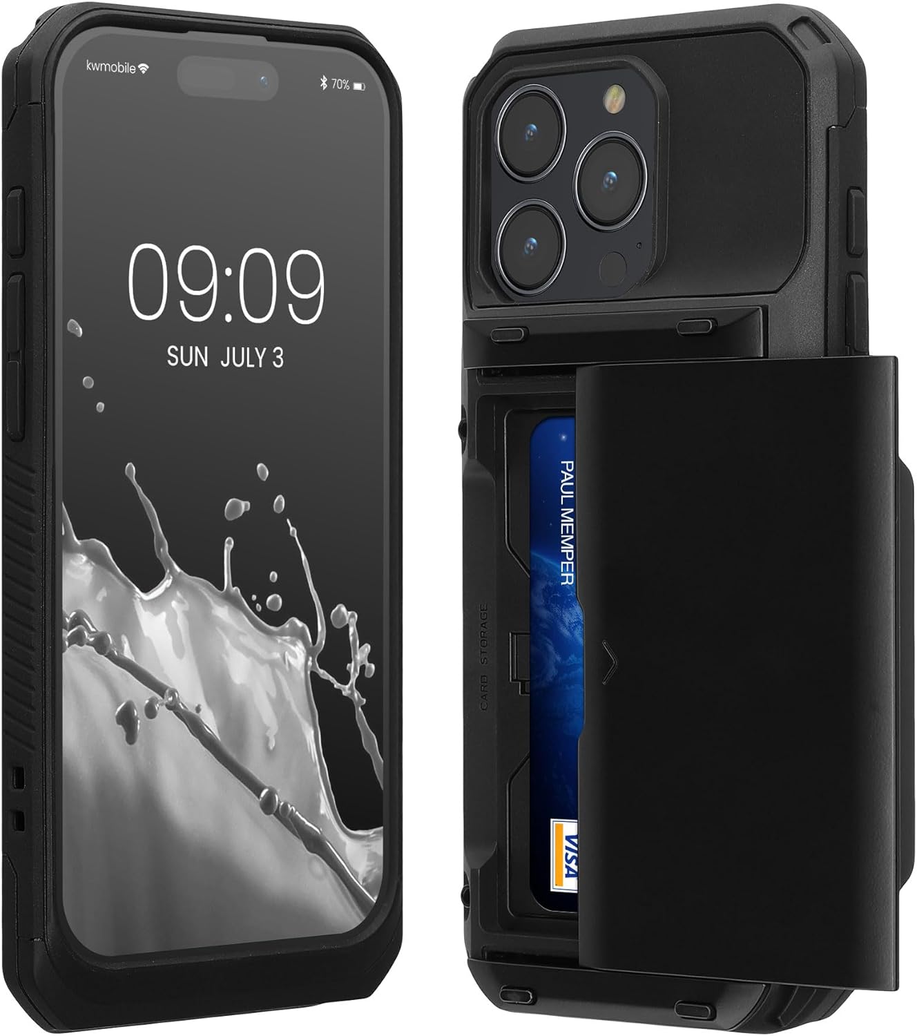 KW iPhone 15 Pro Σκληρή Θήκη με Υποδοχή για Κάρτες - Black
