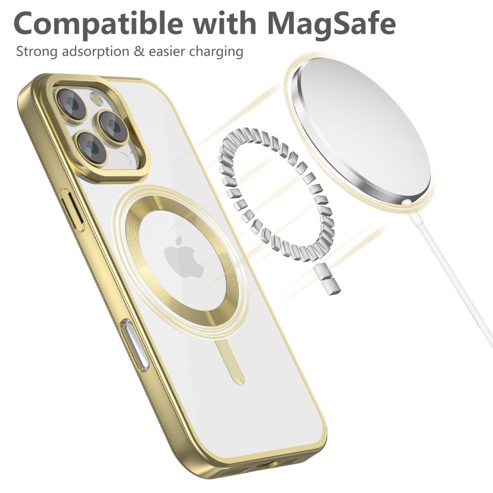 Tech-Protect iPhone 16 Pro Max MagFlex Θήκη Σιλικόνης TPU με MagSafe - Διάφανη / Satin Gold
