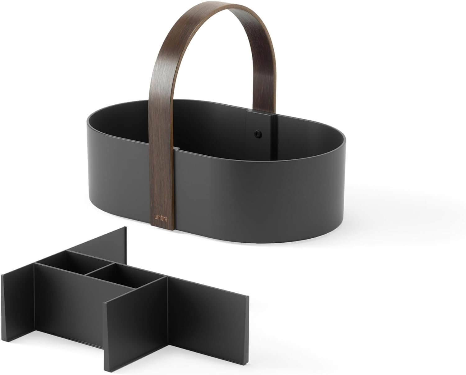 Umbra Bellwood Caddy Κουτί Αποθήκευσης - Οργάνωσης με Ξύλινη Λαβή - Black / Walnut