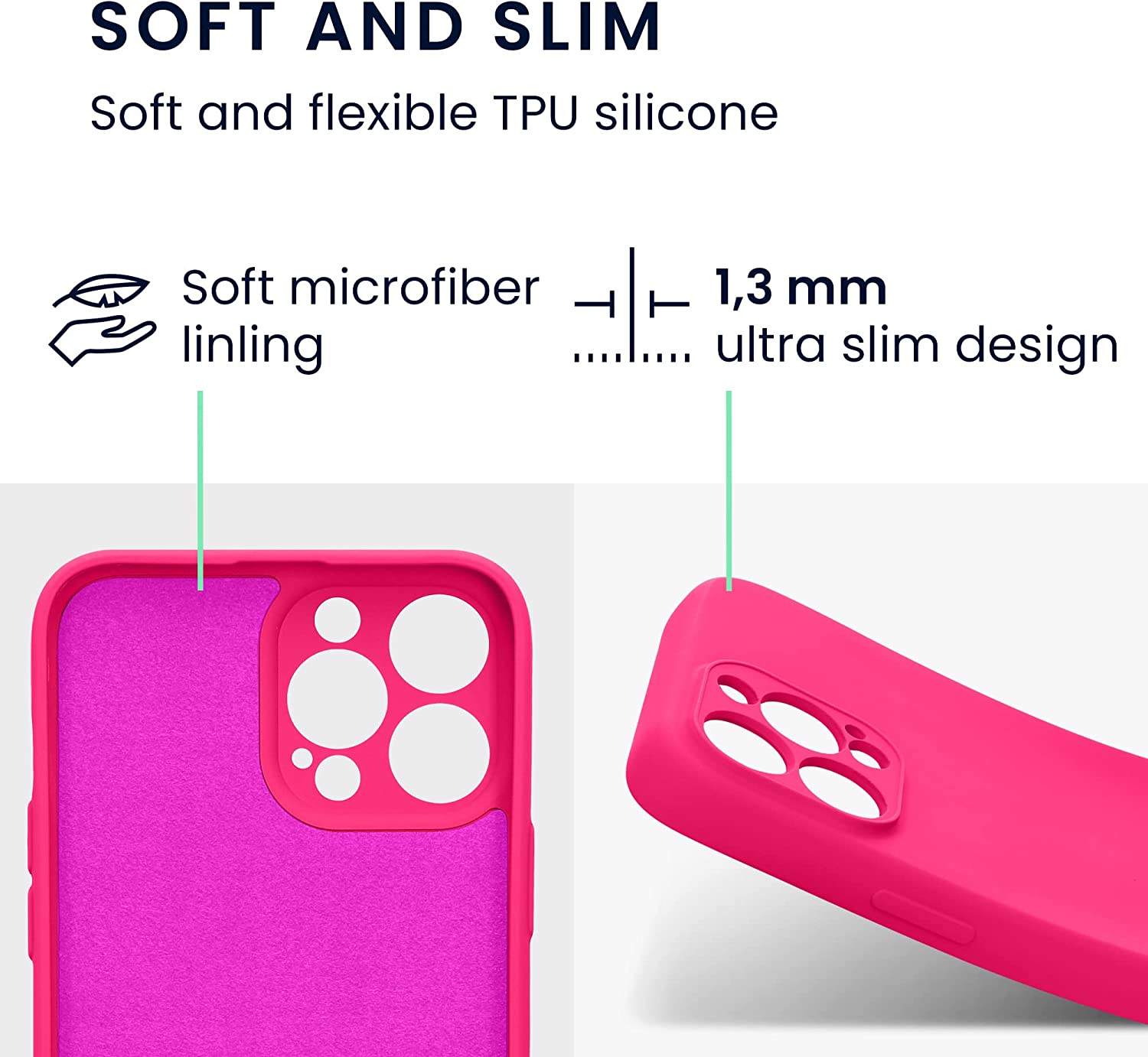 KW iPhone 13 Pro Max Θήκη Σιλικόνης Rubberized TPU - Neon Pink - 58956.77