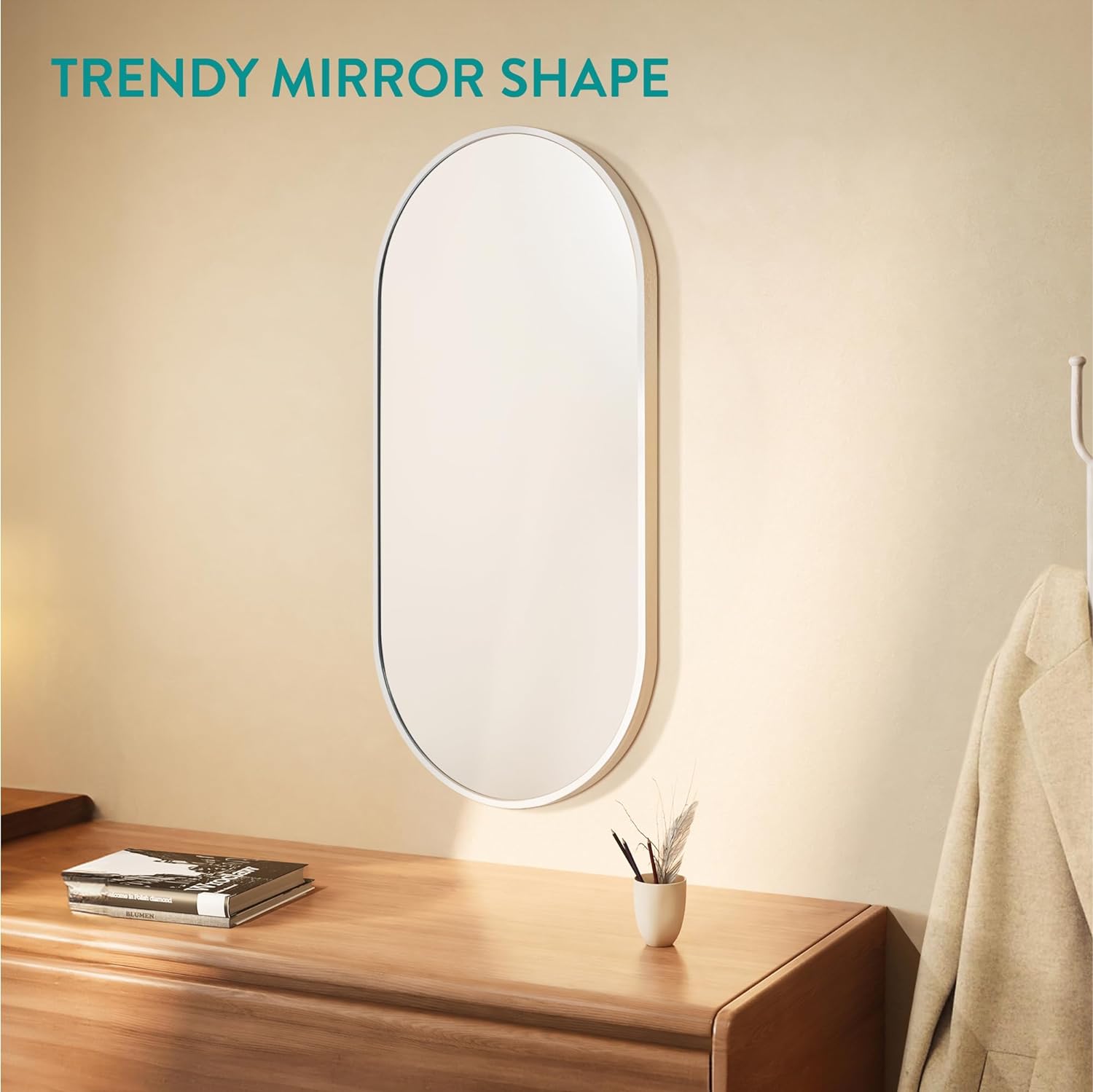 Navaris Οβάλ Καθρέπτης Τοίχου - 75 x 38 x 3 cm - Silver - 59011.02