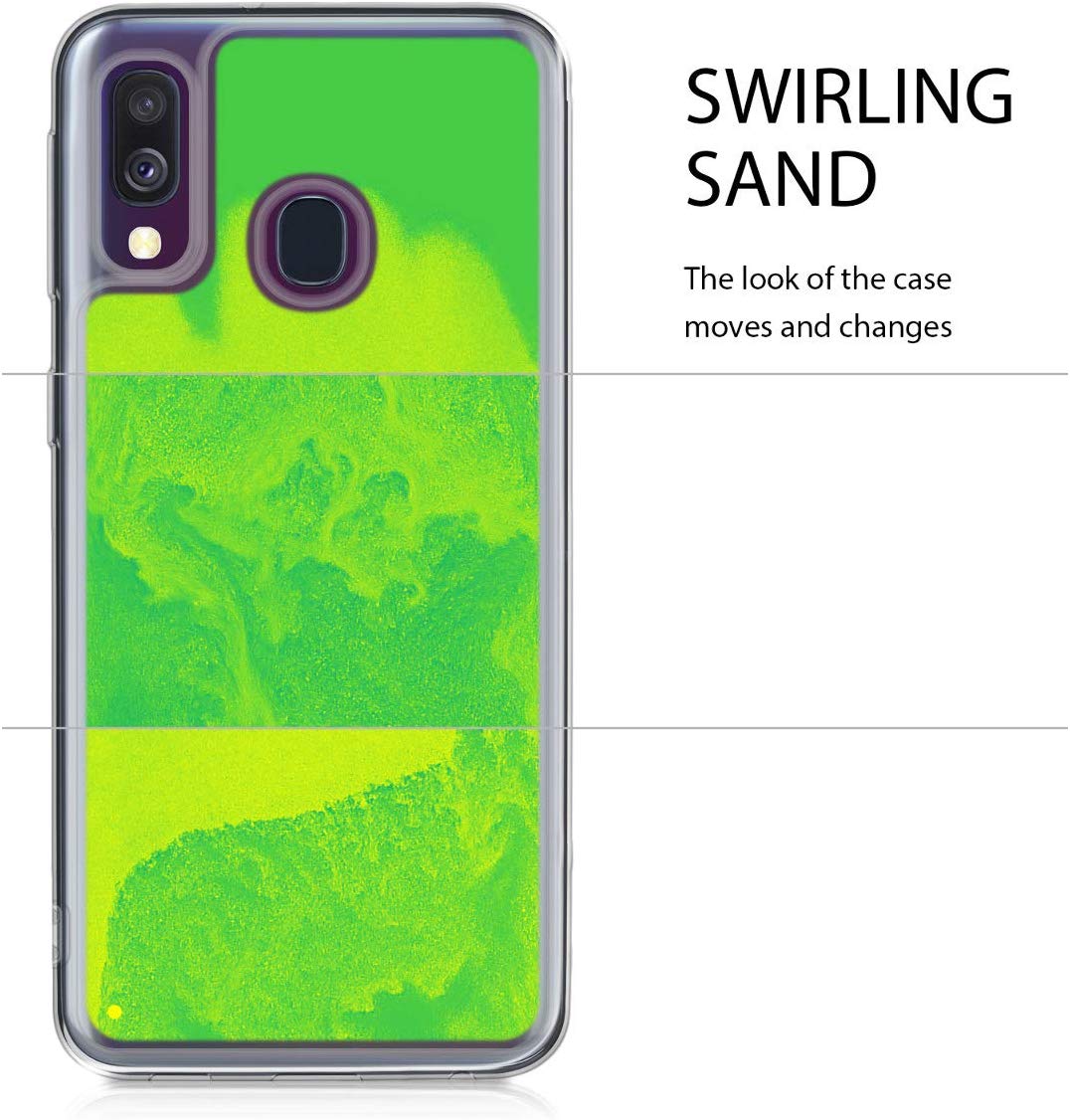 KW Samsung Galaxy A40 Σκληρή Θήκη με Πλαίσιο Σιλικόνης - Design Flowing Neon Sand Liquid - Neon Green - 49346.44