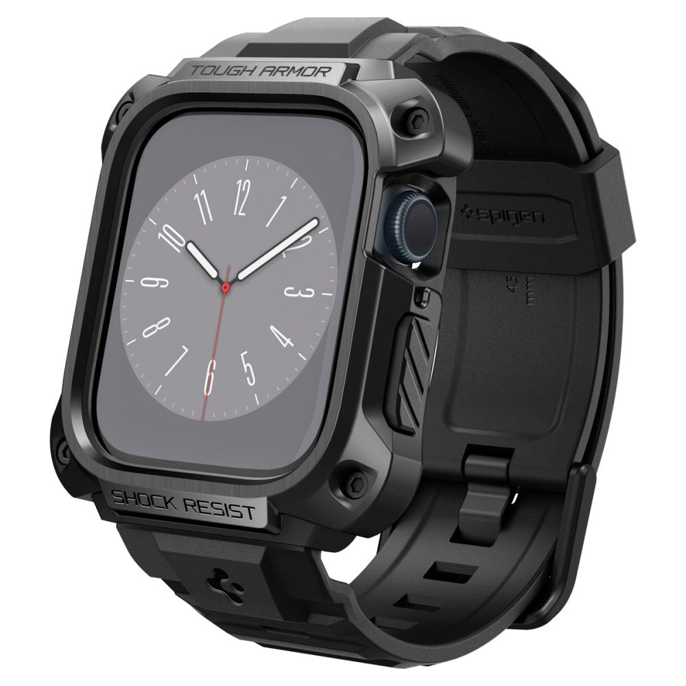 Spigen Λουράκι Apple Watch 7 / 8 45mm Tough Armor Pro με Θήκη Προστασίας - Metal Black