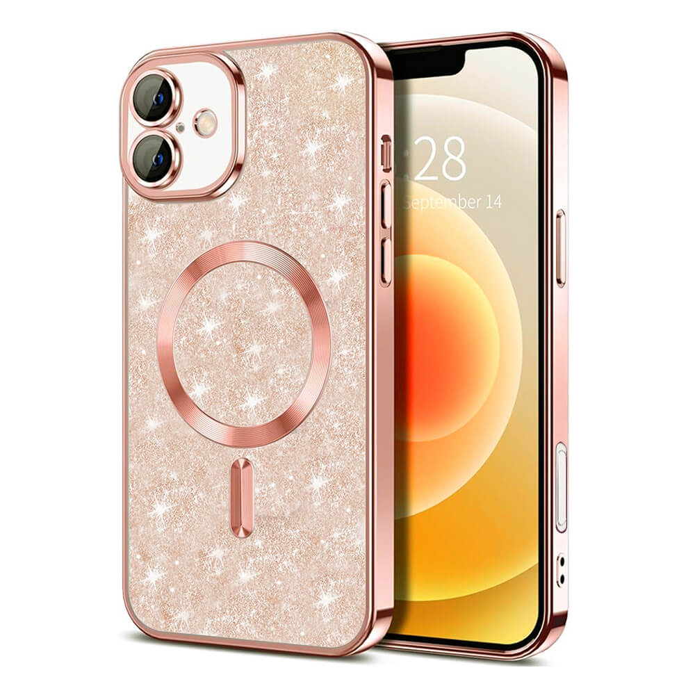 Techsuit iPhone 16 - Luxury Glitter MagSafe - Θήκη Σιλικόνης - Rose Gold