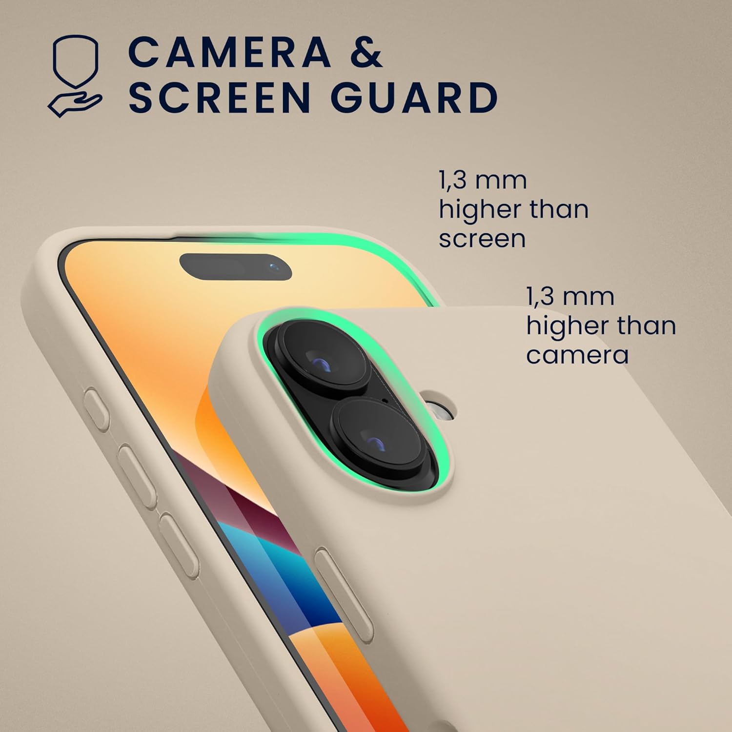 KW iPhone 16 Θήκη Σιλικόνης Rubberized TPU - Cream