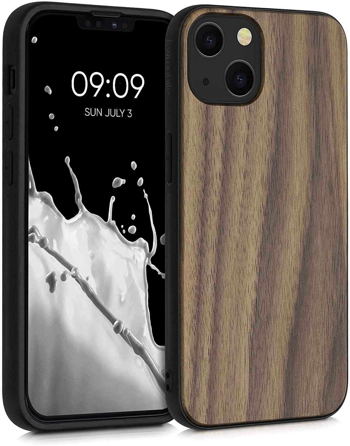 KW iPhone 13 Θήκη από Φυσικό Ξύλο - Dark Brown - 55954.18