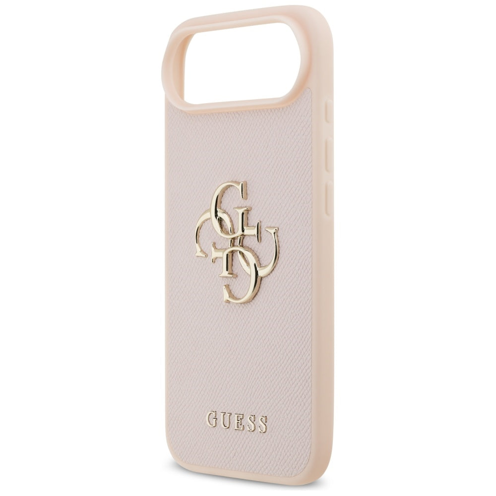 Guess iPhone Air - Grained Big 4G and Classic Logo - Σκληρή Θήκη με Επένδυση από Οικολογικό Δέρμα - Pink - GUHCP17MPGT4MBP