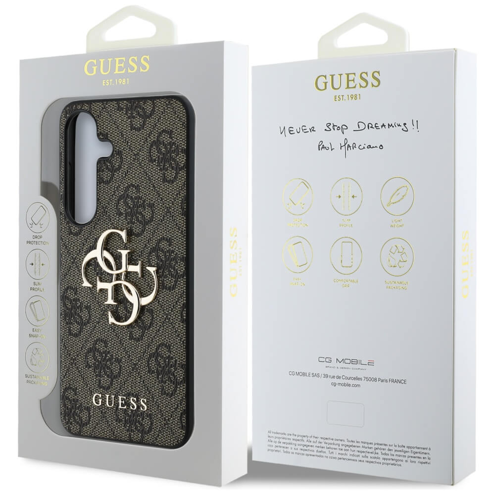 Guess Samsung Galaxy S25 Plus - Big 4G Logo Classic Logo - Σκληρή Θήκη με Επένδυση από Οικολογικό Δέρμα - Brown - GUHCS25M4GMGBR