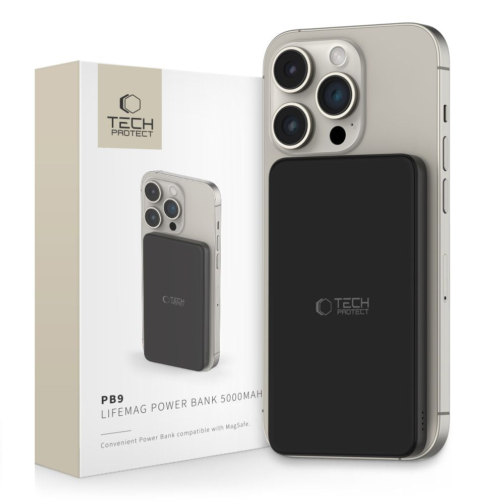 Tech-Protect Lifemag MagSafe PowerBank Μαγνητικό PowerBank Κινητού 5000 mAh - Black
