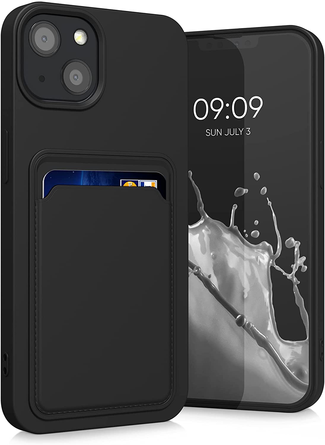 KW iPhone 13 Θήκη Σιλικόνης TPU με Υποδοχή για Κάρτα - Black - 55955.01