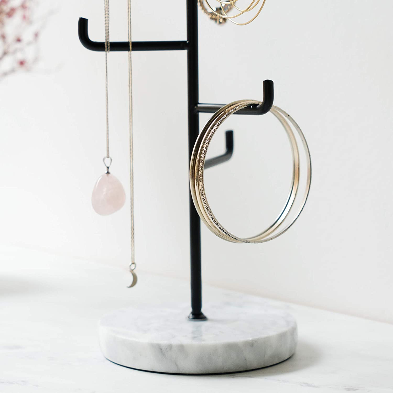 Navaris Μεταλλικό Stand Κοσμημάτων με Μαρμάρινη Βάση - Black - 52597.01