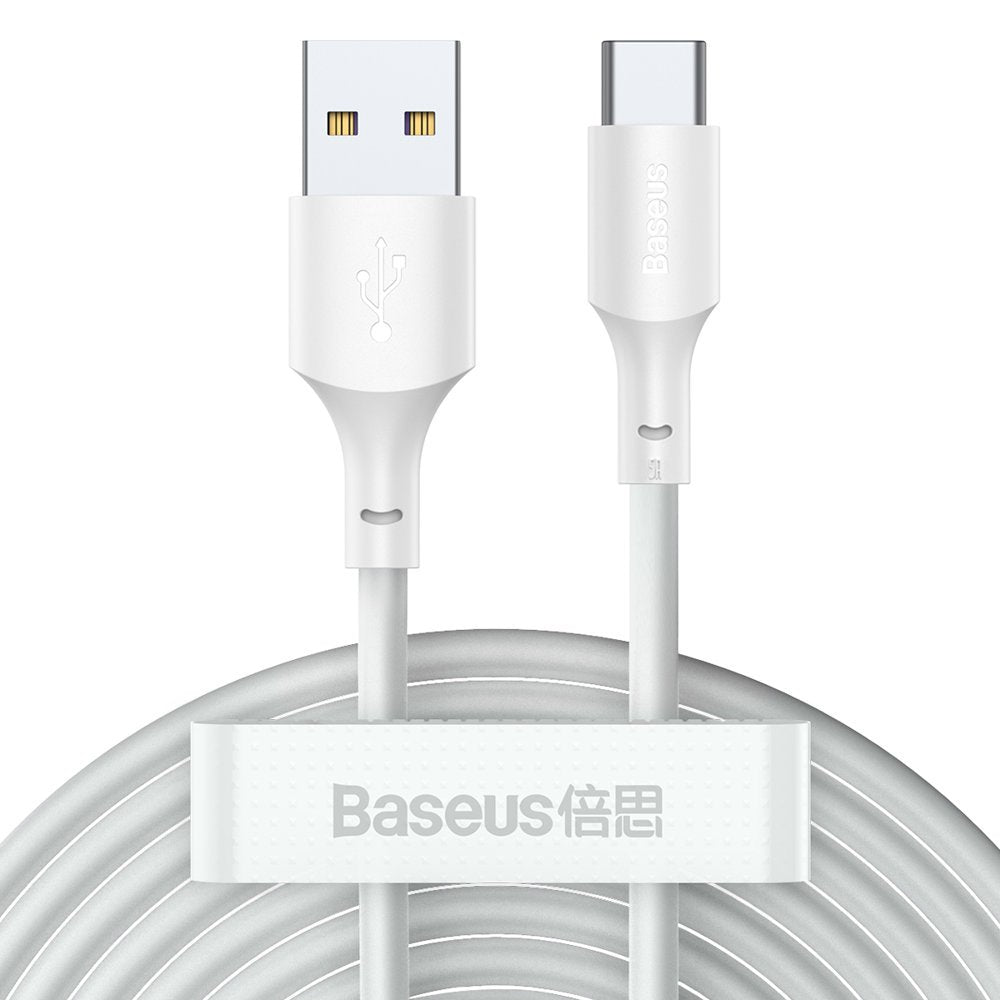 Baseus Simple Wisdom Cable Type-C 5A 40W - Καλώδιο Γρήγορης Φόρτισης Type-C 1,5M - 2 Τεμάχια - White - TZCATZJ-02