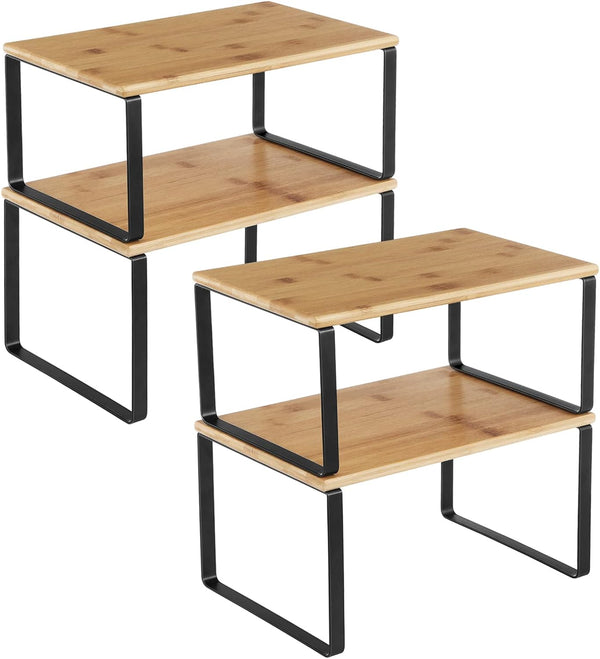 Songmics Σετ με 4 Ξύλινα Ράφια για τον Πάγκο - Black / Natural - KCS10NB