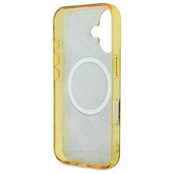 Guess iPhone 16 - IML Peony On 4G Background MagSafe - Θήκη με Επένδυση Συνθετικού Δέρματος - Brown - GUHMP16SH4PYEEW