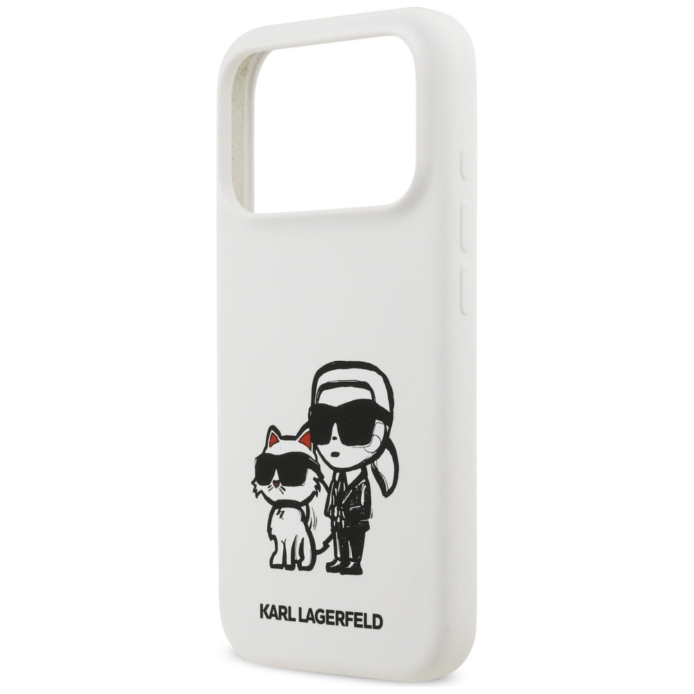 Karl Lagerfeld iPhone 17 Pro - Silicone K/C Sketch and Logo MagSafe - Σκληρή Θήκη με Πλαίσιο Σιλικόνης - White - KLHMP17LSKCGRGOH