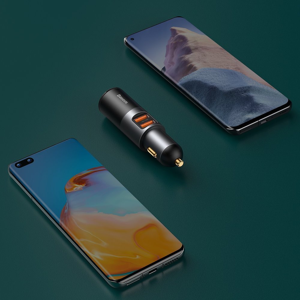 Baseus Share Together 120W Φορτιστής Αυτοκινήτου Γρήγορης Φόρτισης με 2 Θύρες USB - Grey - CCBT-D0G