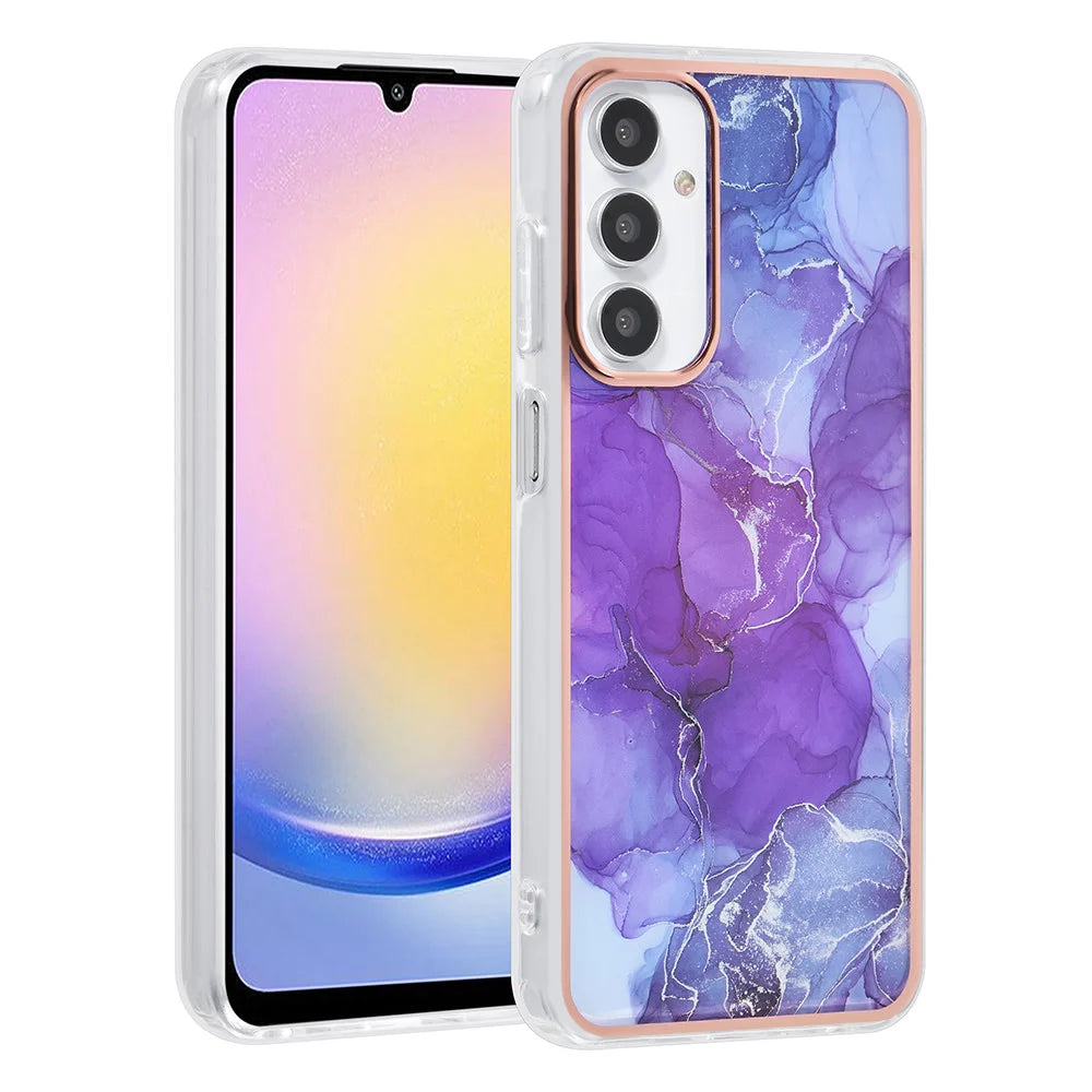 Tuniq Samsung Galaxy A25 5G - Σκληρή Θήκη με Πλαίσιο Σιλικόνης - Σχέδιο Μάρμαρο - Μοβ