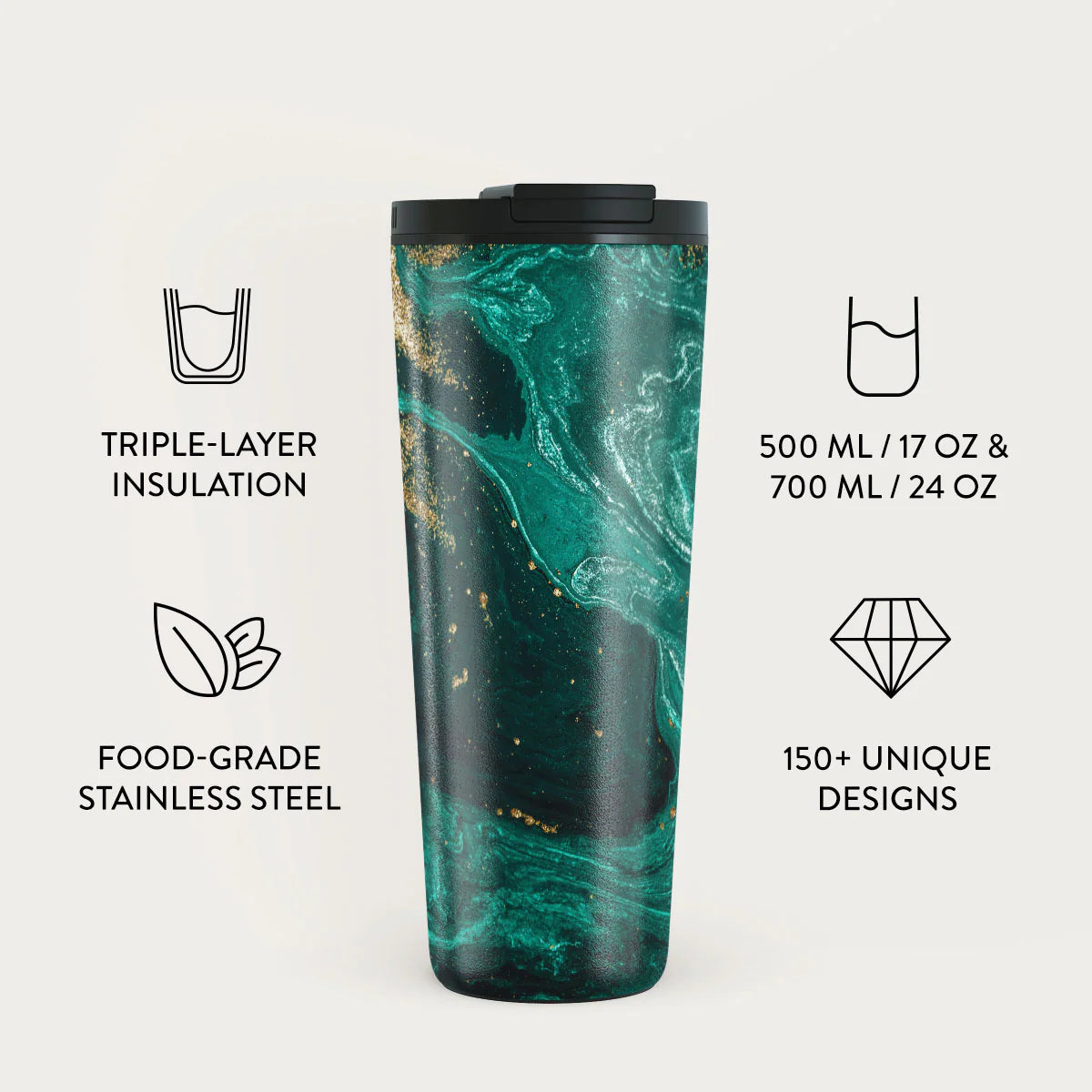 Burga Κούπα Θερμός από Ανοξείδωτο Ατσάλι - Flap Lid - 700ml - Emerald Pool